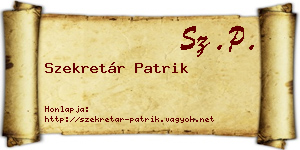 Szekretár Patrik névjegykártya