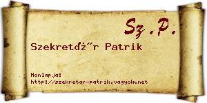 Szekretár Patrik névjegykártya