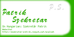 patrik szekretar business card
